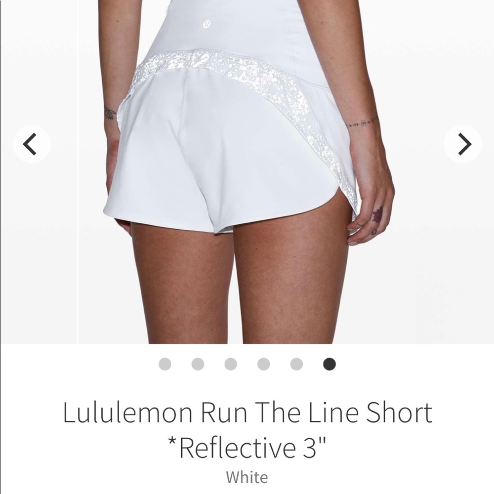 LULULEMON RUN THE LINE SHORT 3” Reflective size 4 white
